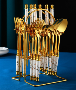 Gold with white handle set