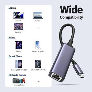 USB C to Ethernet Adapter 1Gbps <strong>Type</strong>-C Gigabit Ethernet LAN <strong>Network</strong> Adapter Gigabit RJ45 Ethernet Adapter with USB C Port - Product Image 5