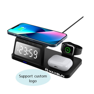 デジタル時計と常夜灯ワイヤレス充電ステーションを備えたスマートガジェット4 in 1プロモーションギフトアイテム - Product Image 1