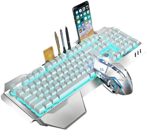 Teclado y ratón inalámbricos para ordenador de escritorio, Combo compacto de tamaño completo, diseño elegante y ultrafino, 2,4G