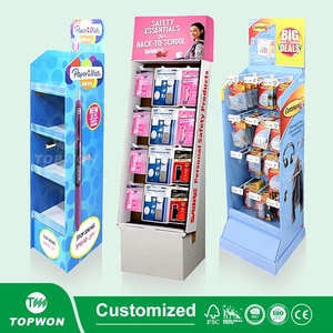 Estante de exhibición de libros, estante de cartón personalizado para tienda al por menor, con gancho de papel de papelería