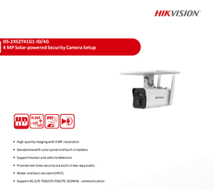 Hikvision 4 MP太阳能安全摄像机DS-2XS2T41G1-ID/4g人类和车辆检测独立室外防水IP67 - Product Image 4