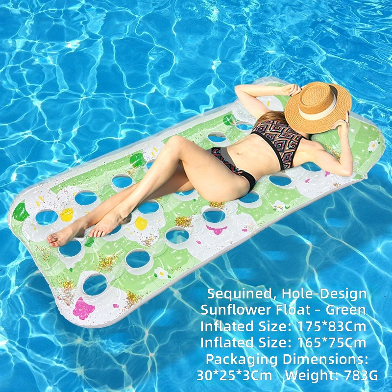 sequin sunflower hole floating row-green-inflatable