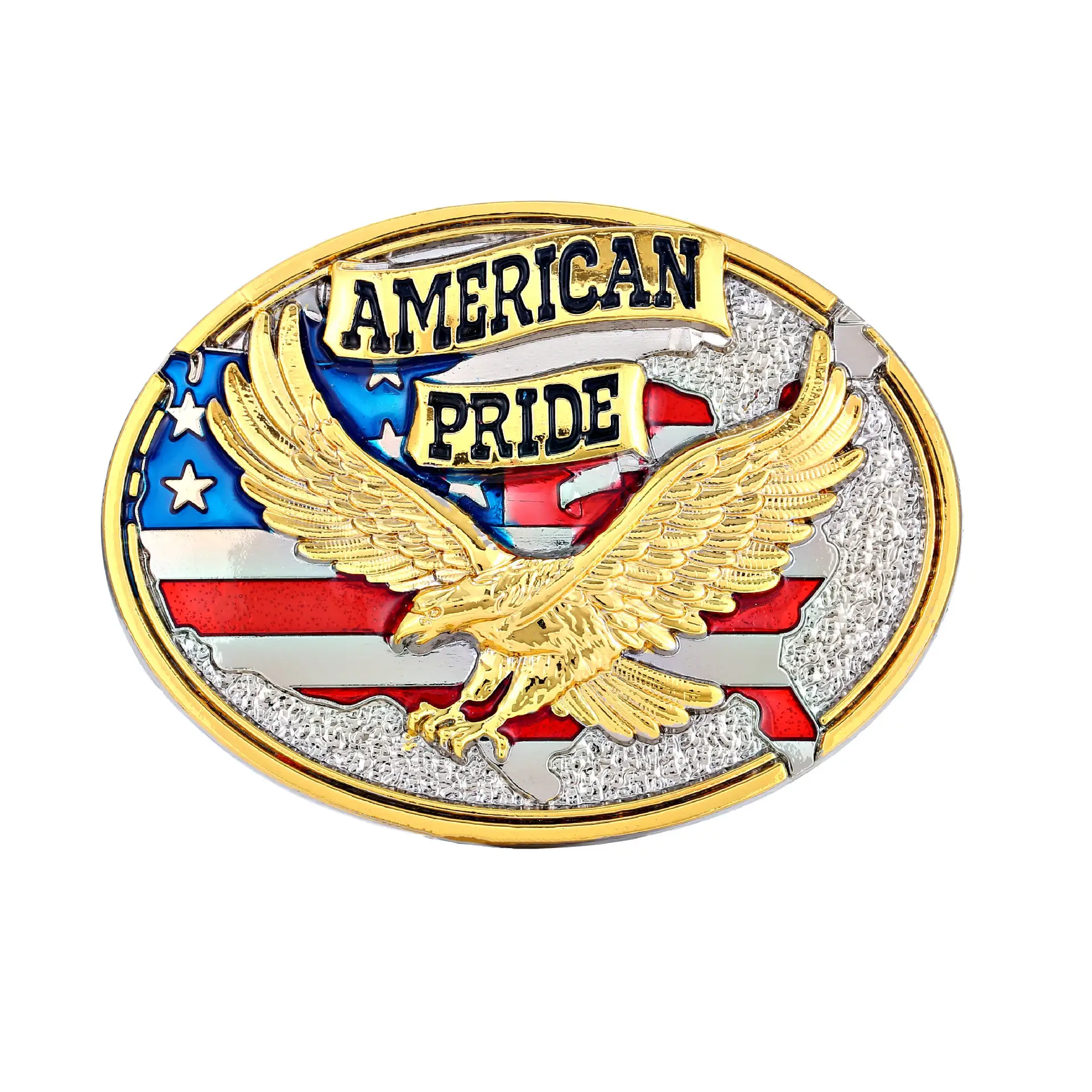 Fibbia per cintura Bull bicolore fibbia per cintura quadrata aquila in metallo 3D American Pride Us Flag