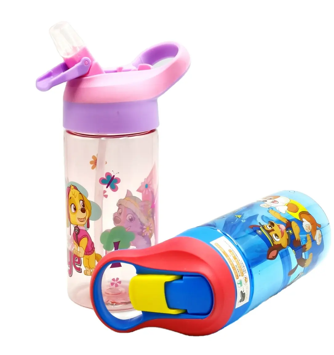 Bambini di plastica tritan bottiglia di acqua calda del tasto del silicone di aspirazione paglia bottiglia di sport 500ml