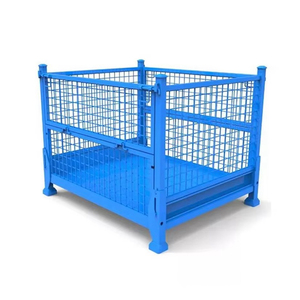Contenedores de almacenamiento de alambre de malla metálica duraderos Contenedores de apilamiento plegables rentables Jaula de almacenamiento apilable para palés de almacén - Product Image 1