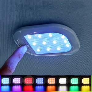 ไฟ LED 8สี RGB สำหรับอ่านหนังสือสร้างบรรยากาศในรถยนต์พร้อมสวิตช์ปุ่มโคมไฟโดมติดเพดานรถยนต์แบบแม่เหล็กภายในไฟหลังคา - Product Image 1
