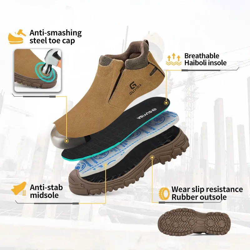 GUYISA, защитная обувь для сварщика, европейский стандарт, рабочие ботинки со стальным носком, защитные ботинки