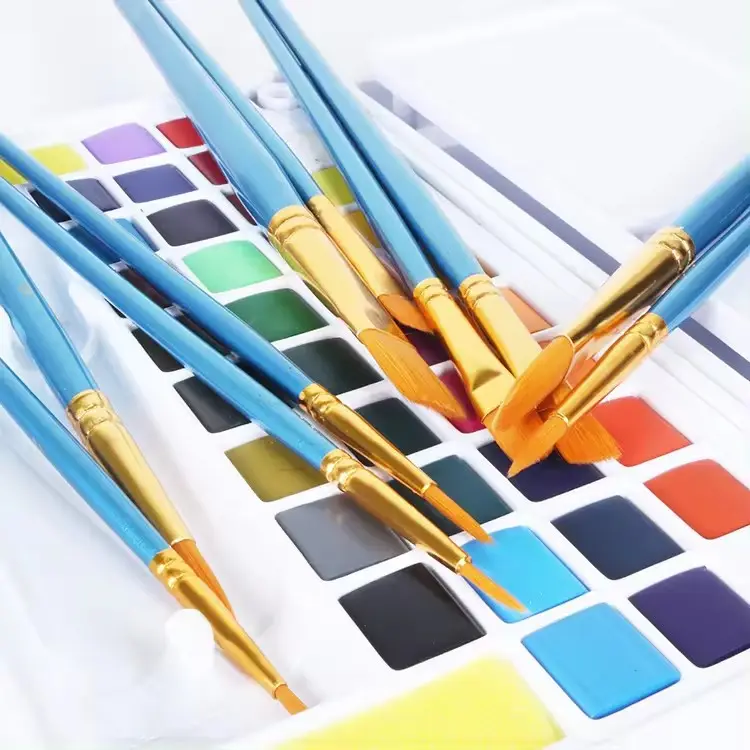 Renk mavi 10 adet boya suluboya akrilik yağlıboya Kolinsky fırçalar Set naylon saç sanatçı sanat ressam kalem ucuz toptan