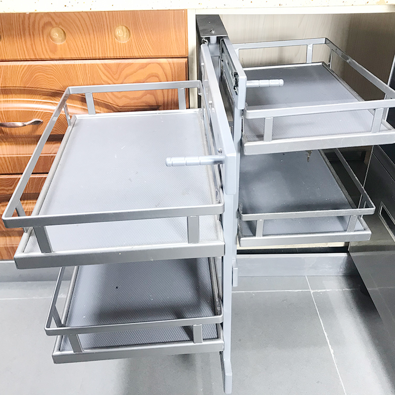 Kitchen accessories base cabinet magic corner revolving storage basket