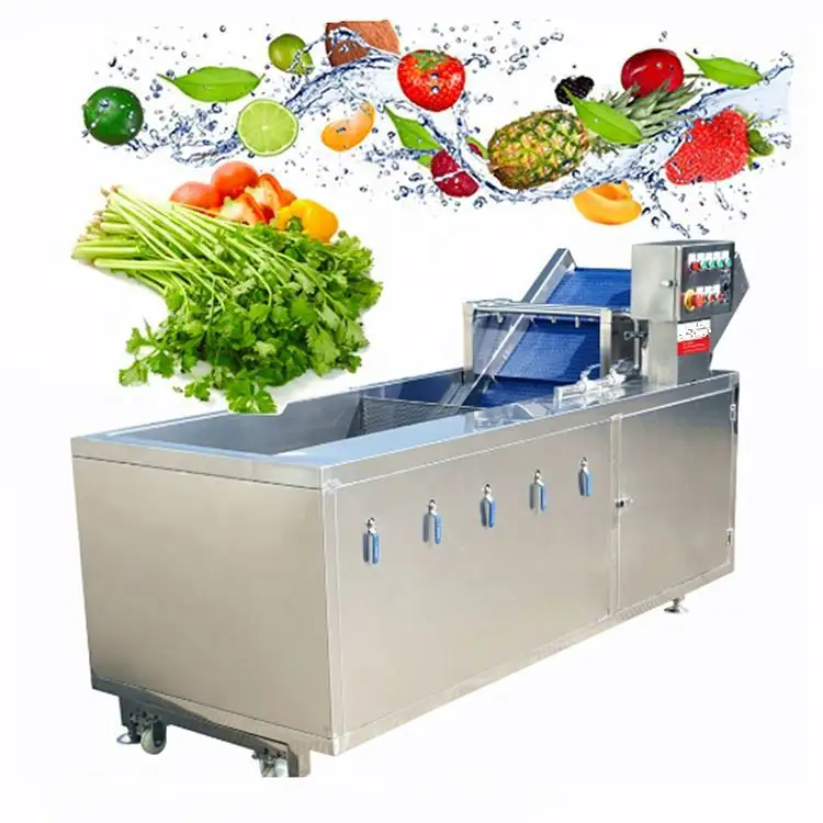 Lavadora de frutas por ultrasonidos, línea de procesamiento industrial para vegetales