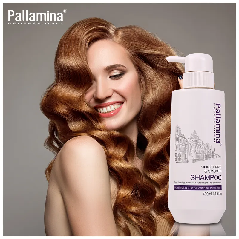 Pallamina Private Label Shampooing aux plantes Soin des cheveux antipelliculaires Cheveux bio Huile d'argan Shampooing réparateur Shampooing pour la croissance des cheveux