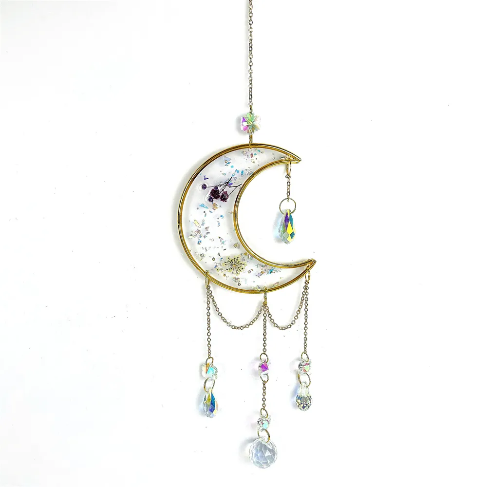 Vendita calda Lovely Crafts Crystal Exquisite Moon Round Crystal Suncatchers per la decorazione della finestra