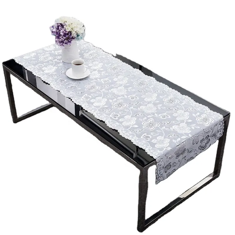 Cubierta de mesa de cocina con bordado de PVC decorativo para el hogar mantel de encaje impermeable duradero