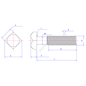 304 thép không gỉ gb35 Bu lông đầu vuông nhỏ vít đầu vuông Bốn góc bu lông vuông M5-M48 - Product Image 6