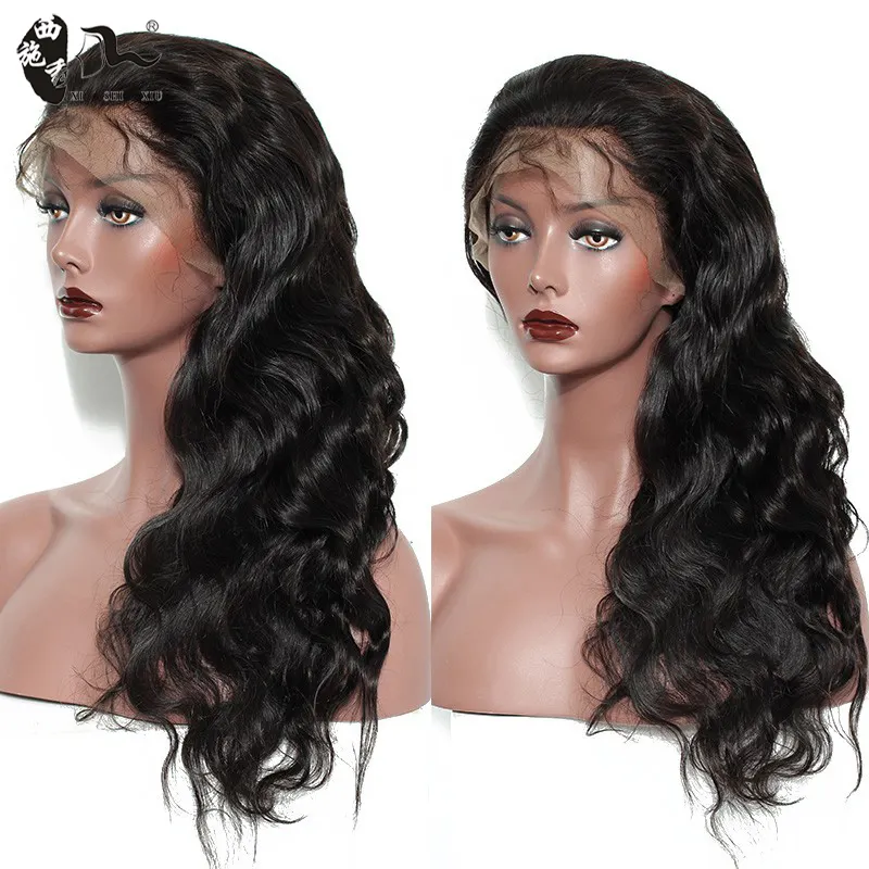 XISHIXIUHD-Peluca de cabello humano virgen para mujeres negras, pelo transparente con encaje frontal, sin pegamento, brasileño