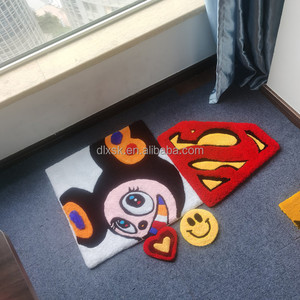 不规则形状定制高品质手工制作动漫卡通防滑簇绒地垫地毯刺绣门垫家居 - Product Image 3