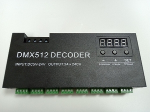 Neue Fabrik Preis hohe Qualität DC5-24V DMX 512 Decoder DMX512-24CH Anzeige DMX512 LED-Controller 24 Stromkreise Kanal