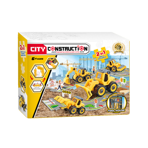 Diy 2In1城市工程场景拼图建筑电钻建筑工程车拆解轨迹图玩具 - Product Image 2