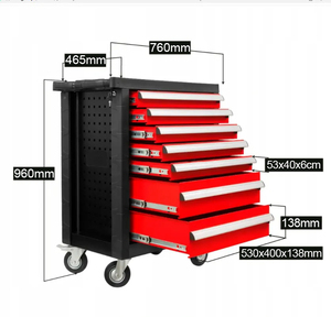 6 7 8抽屉移动滚动可锁定金属工具柜手推车，带车间手动352件工具 - Product Image 5