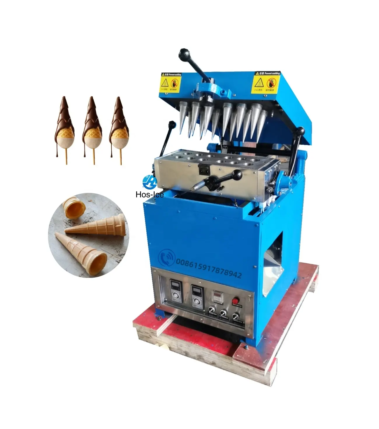 Máquina de cono de oblea semiautomática de 12 moldes, máquina para hacer galletas, fabricante de cono de gofres de helado comercial con 12 moldes