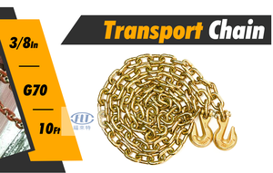 G70 Transport Binder <strong>Chain</strong> 3/8 <strong>Inch</strong> X <strong>10</strong> Foot Safety <strong>Chain</strong> with Clevis Grab Hooks 6600 Lbs Safe Working Load Logging <strong>Chain</strong> - Product Image 2