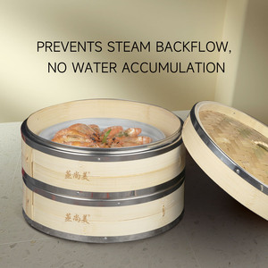 Panier Vapeur en Bambou Artisanal OEM ODM avec Bord en Acier Inoxydable de 4 à 24 Pouces pour Cuire à la Vapeur Bao Buns, Dim Sum, Raviolis, Riz, Marmite à Vapeur - Product Image 5