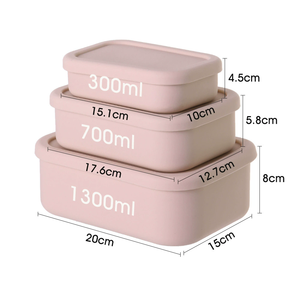 Silicone Food Storage <strong>Containers</strong> Plastic Freezer, Set of 3 <strong>Rectangular</strong> Bento Lunch Box <strong>Containers</strong> <strong>with</strong> <strong>Lids</strong>,(10oz, 23.6oz, 44oz) - Product Image 5