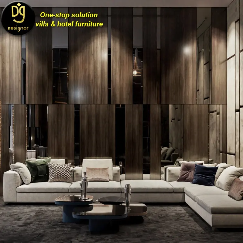 DG Luxury Italian Design Upolstered L Shape Living Room Sofe set Modern Leather Sectionals Sofa Set Furniture