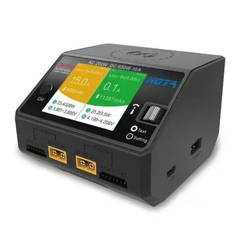 HOTA D6 Pro doppio canale AC200W DC650W 15A caricabatterie intelligente Wireless integrato per batteria Lipo NiMH iPhone