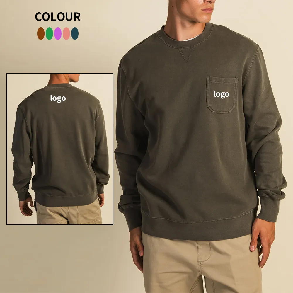 Camiseta de manga larga de algodón personalizada para hombre, Sudaderas con cuello redondo, sudaderas de gran tamaño sin capucha