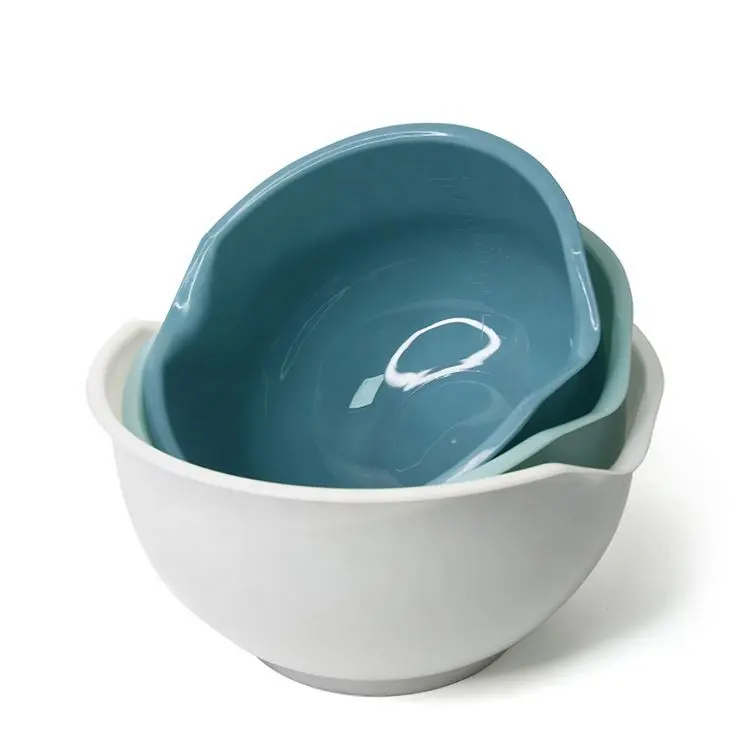 Sky blau nesting 3 stück kunststoff mischen schalen set für salat und backen