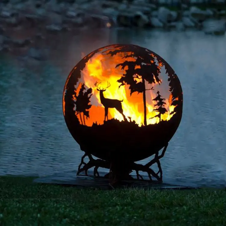 JH-Mech Bare เหล็กธีมประเทศ Sphere กลางแจ้ง Firepits Sphere