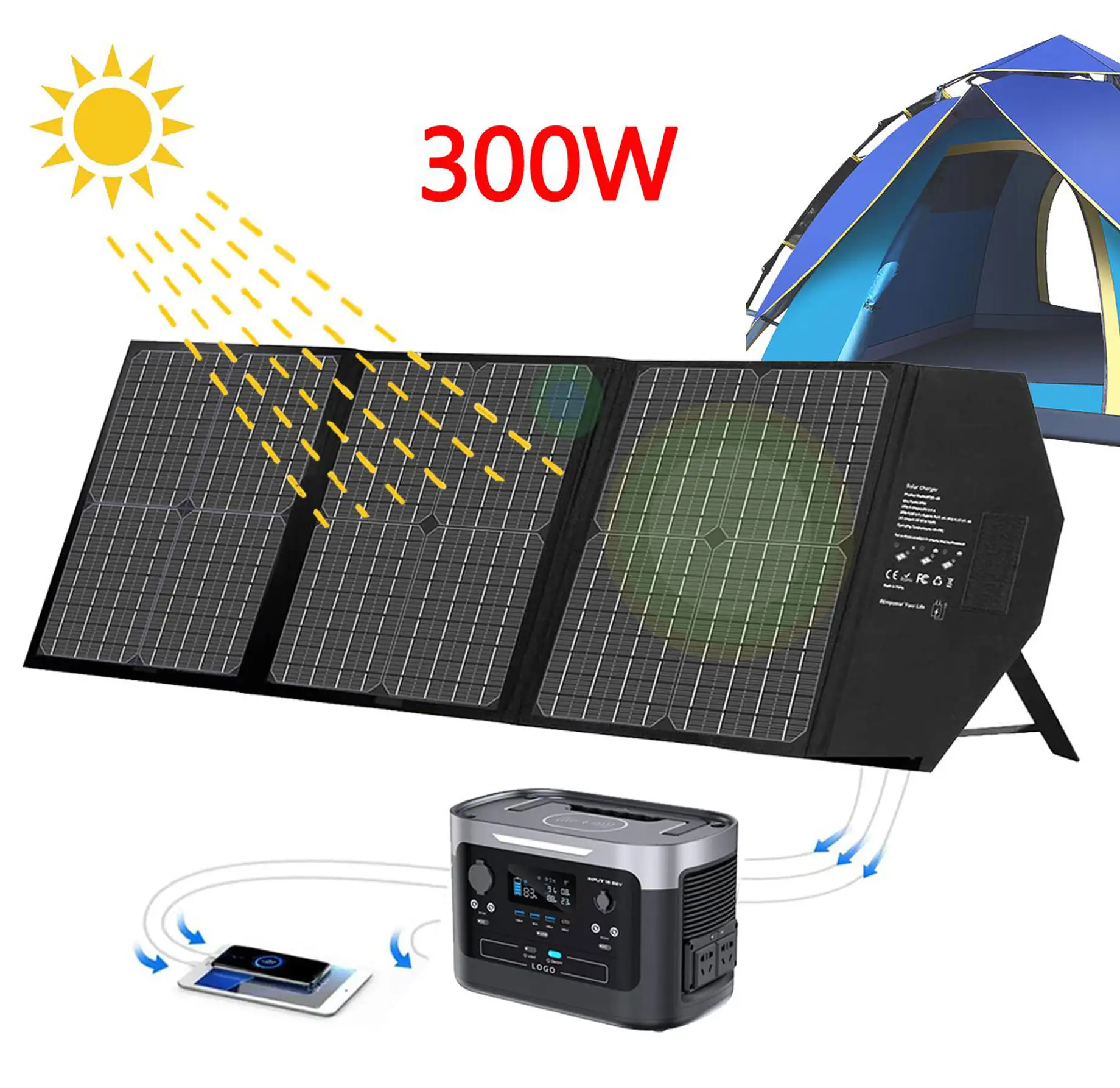सौर पैनलों कीमतों Foldable पैनल 500W Placas Solares 400 वाट 100W 300W 120W 150W किट प्रणाली