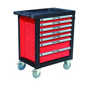 7个抽屉专业工具柜金属工具箱，带手动工具套件和脚轮 - Product Image 1