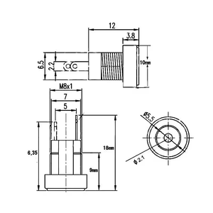 12v DC Power Supply Jack Socket Adapter 3A Female Panel <strong>Mount</strong> Connector 5.5*2.1mm <strong>Plug</strong> 2 Terminal Types GOLD Connectors - Product Image 3