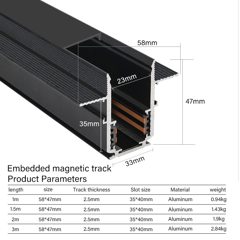 blackRecessed mounted track rail1