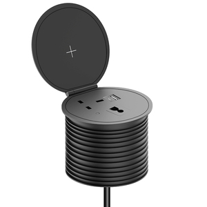 1 salida del Reino Unido 2 cubierta abatible USB enchufe de ojal de alimentación oculta de escritorio 3 en 1 enchufe de mesa de oficina con cubierta de carga inalámbrica de 5W - Product Image 3
