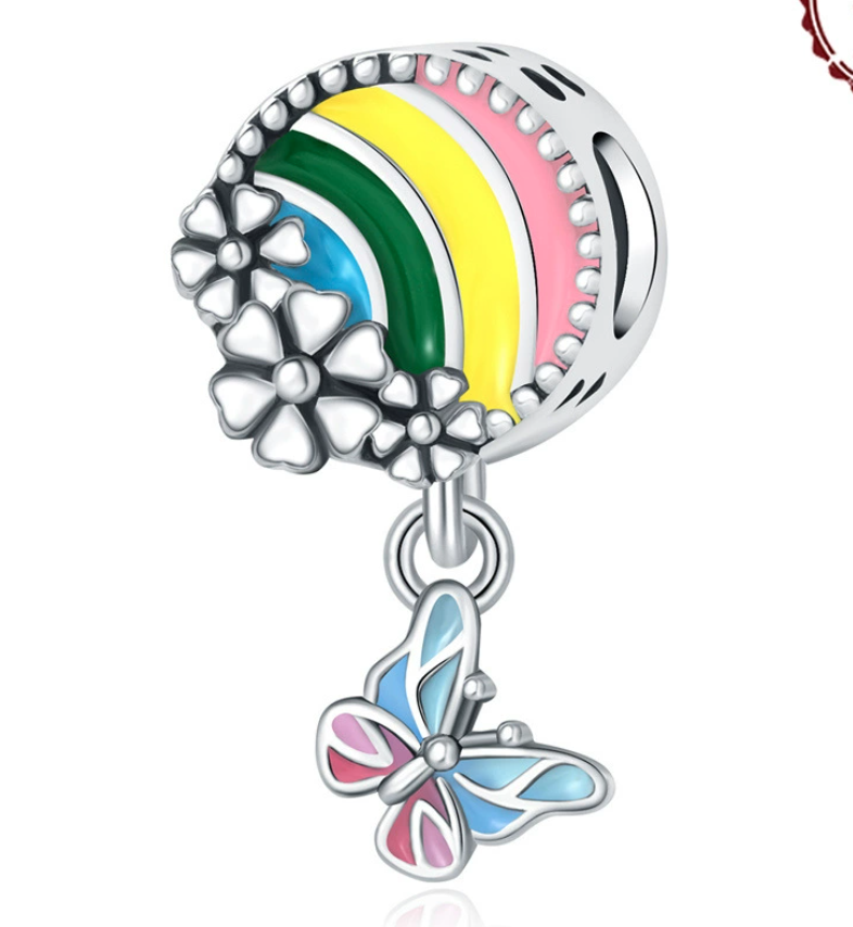 Pendentif papillon grappe de fleurs 0185