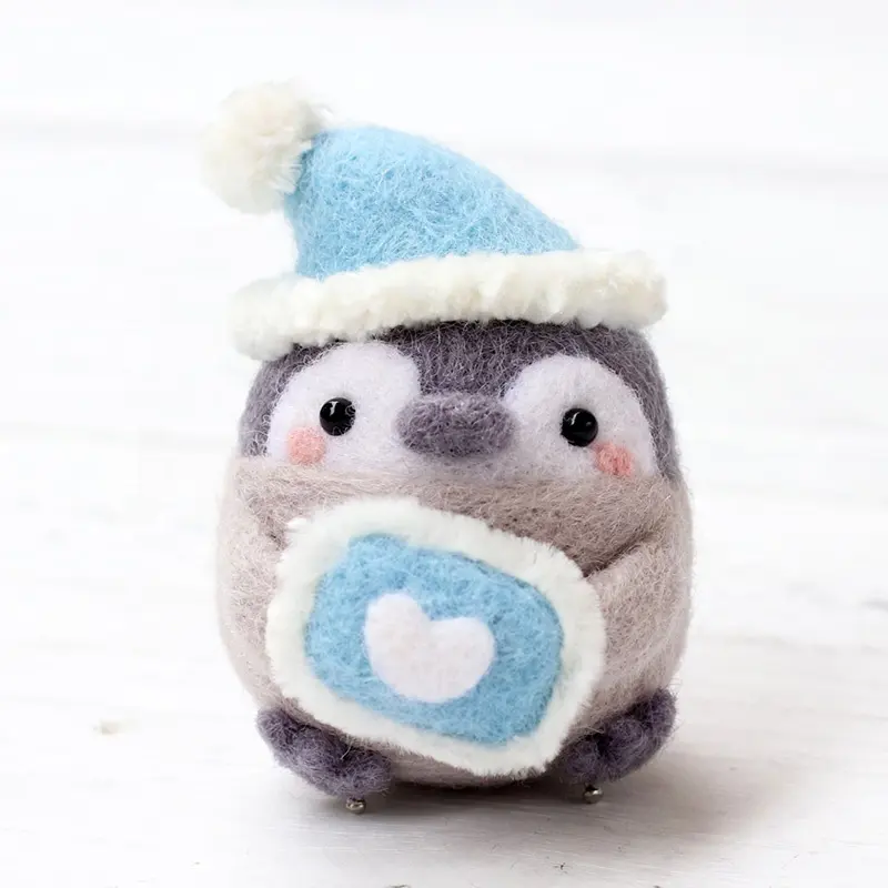 No.115 Best Verkochte Diy Handgemaakt Voor Naaldvilt Poke Blue Pinguïnwolvilten Kit Materiaalpakket