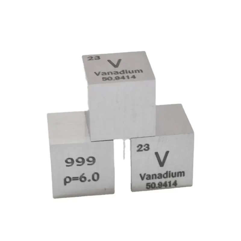 99.9% di elevata purezza vanadio metallo V 6g elemento intagliato tavola periodica cubo da 10mm