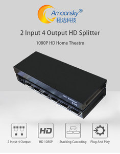 Amoonsky 1080P 2DVI <strong>Input</strong> 4DVI <strong>Output</strong> HD <strong>Splitter</strong> Synchronous <strong>Output</strong> <strong>4</strong> Screen Mirror Screen Support 15M Transmission Distance - Product Image 5