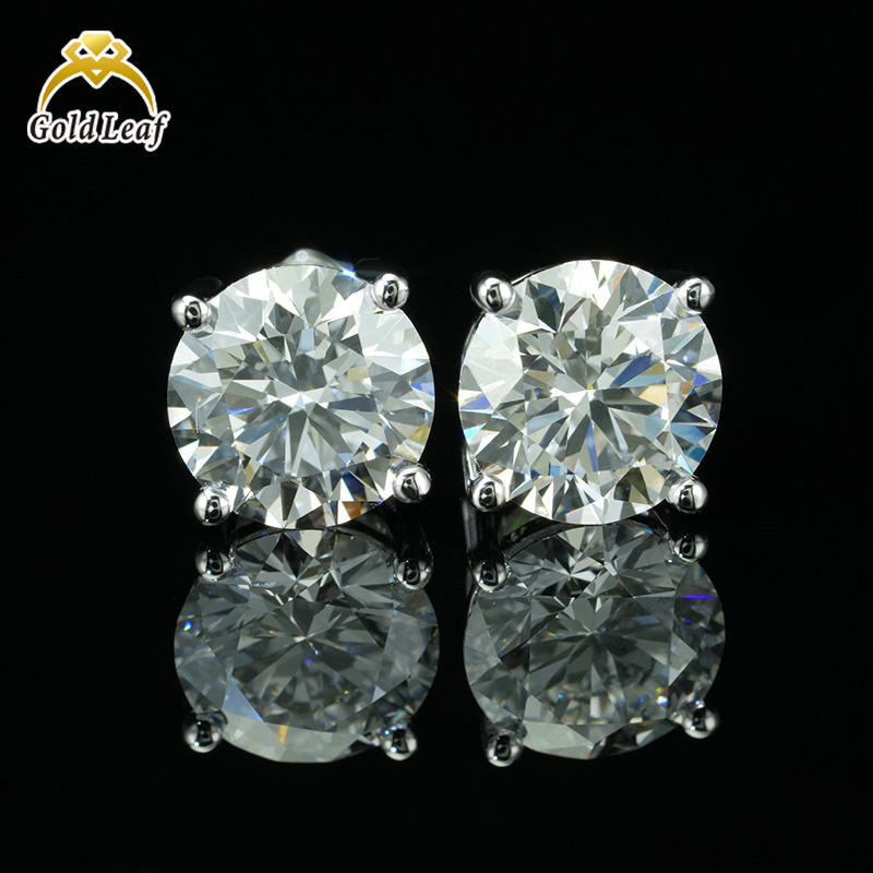 18K Gold 4 Claws Round Cut Diamond Jewelry Earrings