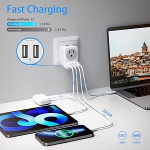 トラベルアダプターUSソケットからEUプラグ、3つのUSBポートとType-Cポート - Product Image 5