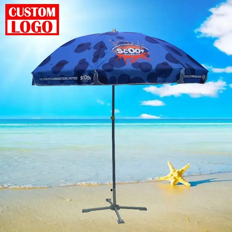 新しいデザインのUVプルーフサンシェード広告屋外ビーチ傘傘太陽