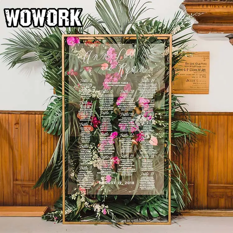 WOWORK 2024 metal frame supplies with welcome acrylic board stand for wedding birthday party decorations
