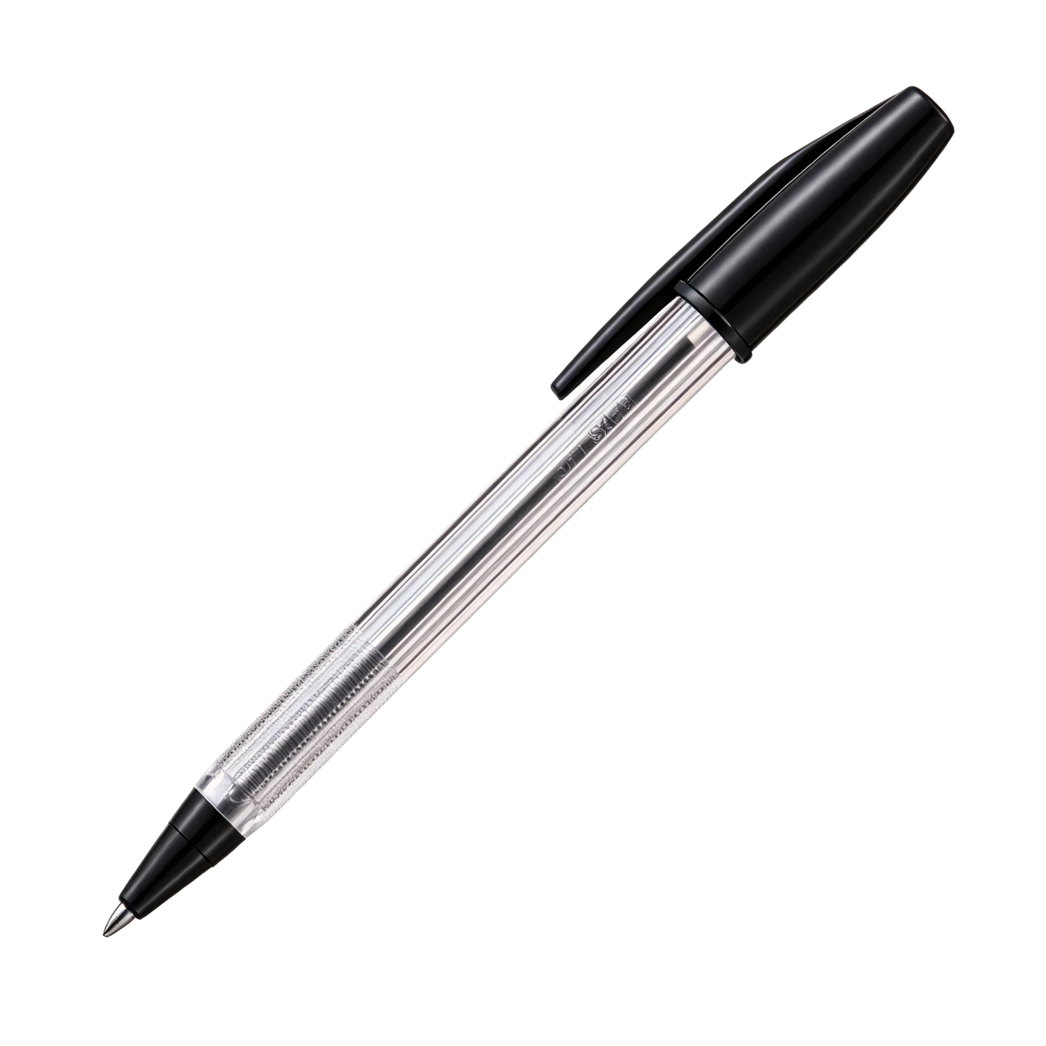 Corps transparent, encre noire.