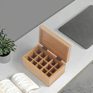 Trang Trí Bằng Gỗ Hình Chữ Nhật Tinh Dầu Đóng Mở Hộp Lưu Trữ Với Keychain Và Nắp Lớn 15 Lưới Hạt Tổ Chức - Product Image 4