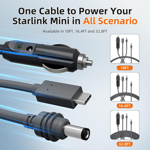3-in-1 StarlinkミニDC電源ケーブル18AWG車のシガレットライターDC USB CからDC 5521ケーブル急速充電 - Product Image 3