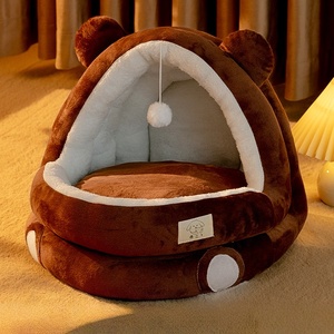 Cama de lujo para gatos, nido cálido y esponjoso semicerrado, juguete clásico en forma de rectángulo para interiores, cueva para mascotas, diseño novedoso, cartón embalado - Product Image 3